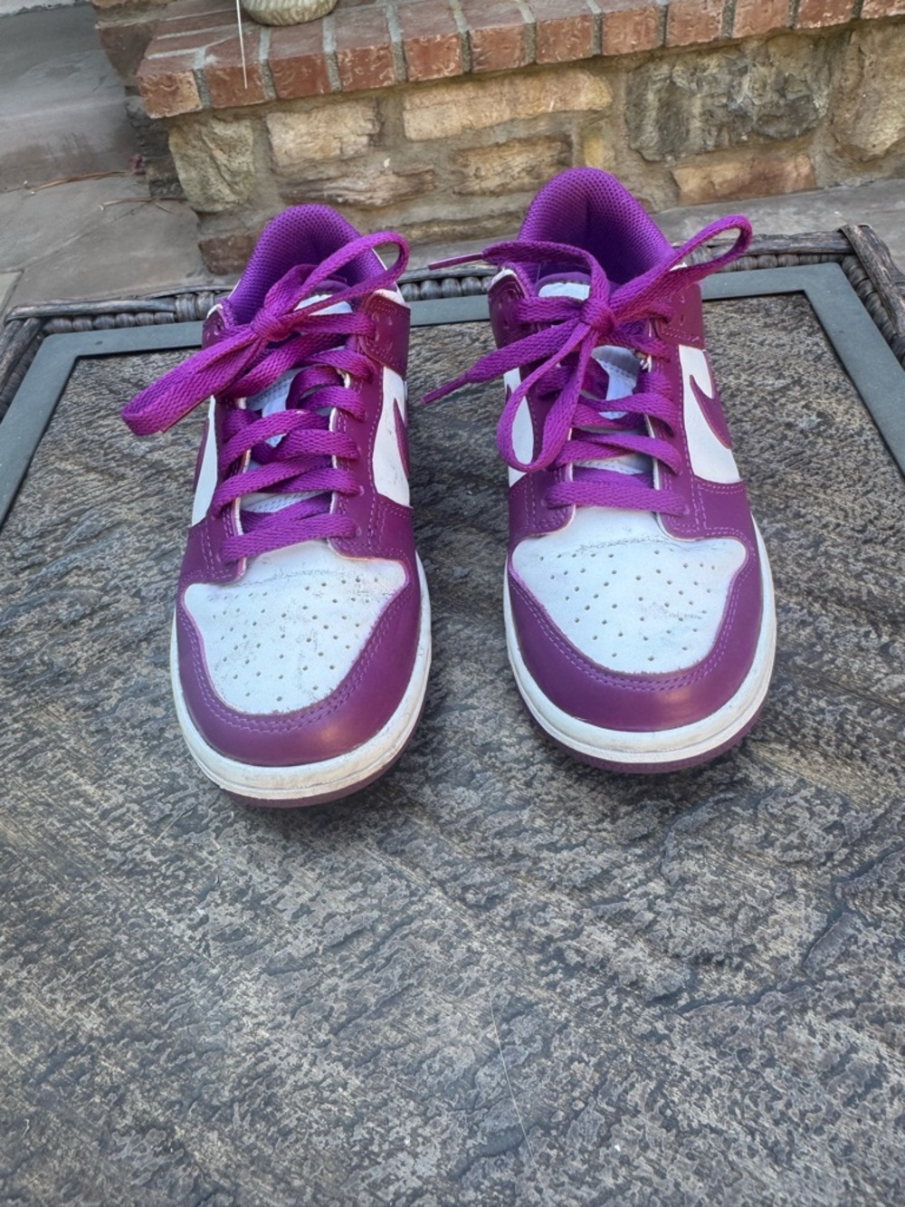 Nike White and Purple Low-Top Sneakers